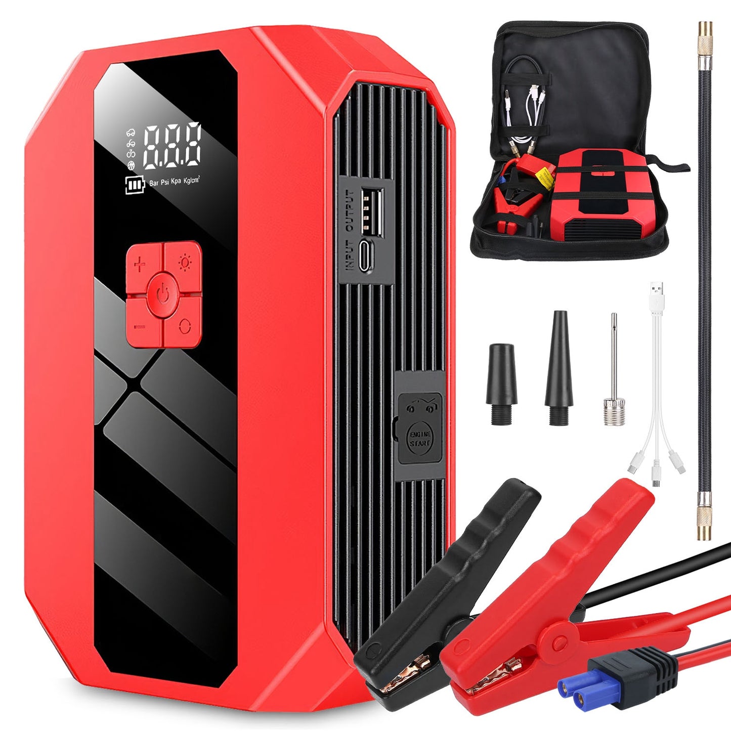 1500A Portable Car Jump Starter + Air Compressor (Emergency Power Kit)